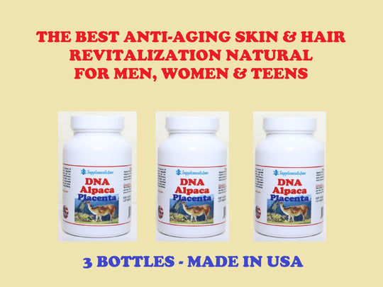 ANTI AGING FORMULA - ALPACA DNA PLACENTA - 3 BOTTLES - Made USA