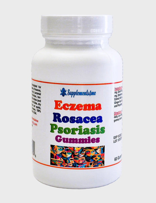 GET RID OF ECZEMA ROSACEA & PSORIASIS FOR MEN & WOMEN - Prevent and Treat NATURALLY- GUMMIES - MADE IN USA