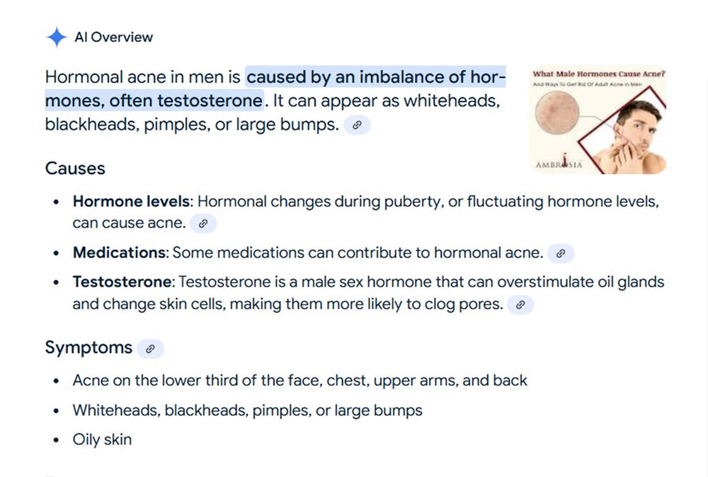 GET RID OF ACNE HORMONAL FOR MEN - BALANCE THE OVERPRODUCTION OF TESTOSTERONE - MADE IN USA