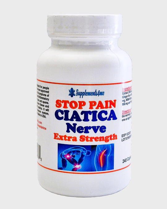 STOP SCIATICA NERVE PAIN NATURALLY - STONGEST SCIATICA NERVE PAIN KILLER - 240 Capsules - MADE IN USA